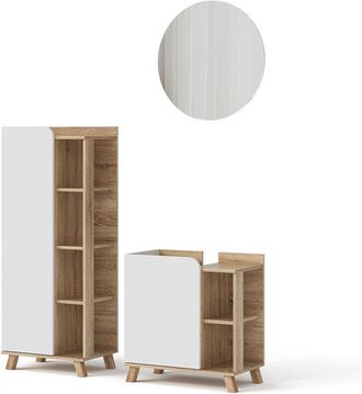 Vicco Conjunto De Muebles De Ba&ntilde;o Karen, Sonoma/blanco, 3 Piezas