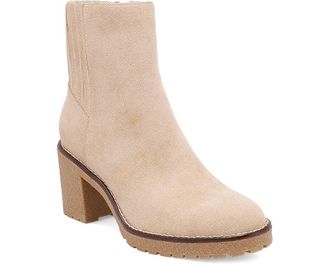 Mia Harlow Boots Womens Beige Faux Suede Block Heel Ankle Bootie ZOGG962
