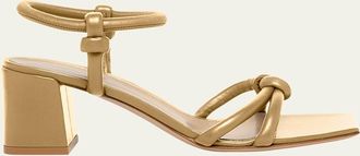 Gianvito Rossi Leather Knot Ankle-Strap Sandals