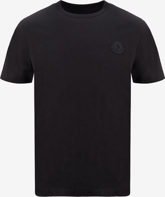 Moncler Kurzarm-T-Shirt mit dekorativen Nähten Matt Black