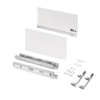 Emuca Cassetto Esterno Vertex 60kg, Altezza 242mm, Profondit&agrave; 450mm, Acciaio, Verniciato Bianco - Emuca