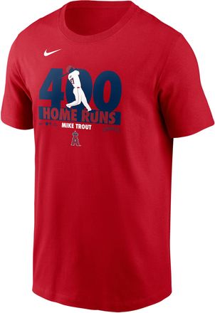 Nike Mike Trout Los Angeles Angels 400 Home Runs Nike Mens MLB T-Shirt in Red | N19962QAN9-P7Y