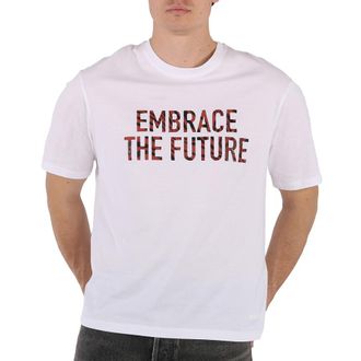 Roberto Cavalli Mens White Slogan-print Cotton T-shirt, Size Small