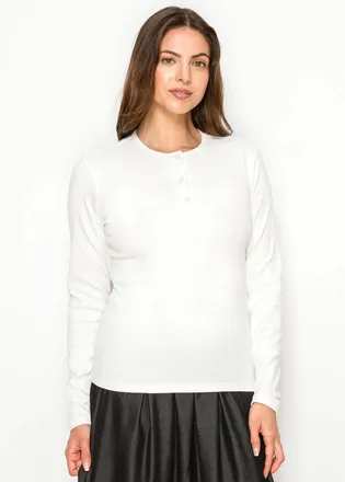 YAL New York Ribbed White Long Sleeve Modest Tee