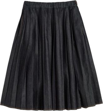 Jil Sander Lichtgewicht Denim Plooirok - Dames - Midirokken - Blauw - S - Denim - Rokken