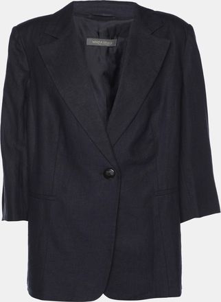 Marina Rinaldi Navy Blue Linen Single Breasted Blazer