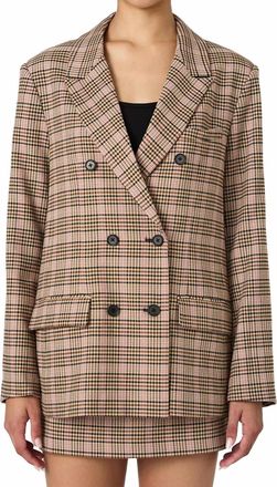 French Connection Gina Check Blazer In Beige