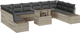 vidaXL Garden Sofa Set with Cushion 11 pcs Light grey 100 x 55 x 73 cm Vidaxl