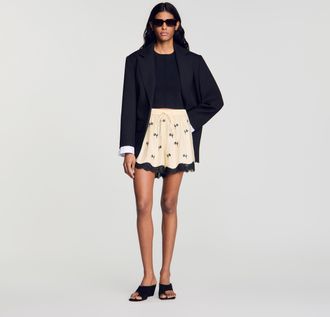 Sandro Floral embroidered shorts