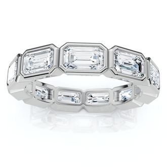 Pompeii3 3Ct Emerald Cut Diamond East West Eternity Ring 14k Gold or Platinum Lab Grown