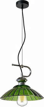 OEM L&aacute;mpara Colgante De Cristal Vintage De 30 Cm Con Base E27, L&aacute;mpara De Techo Ajustable, Ideal Para Sal&oacute;n, Dormitorio Y Cocina (verde) [clase Energ&eacute;tica