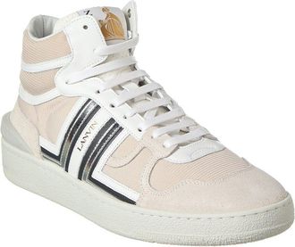 Lanvin Clay Leather & Mesh High-Top Sneaker
