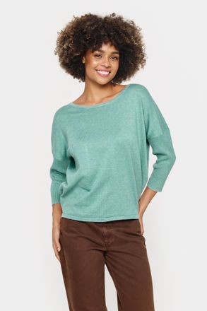 Saint Tropez Rundhalspullover SAINT TROPEZ A2561, MilaSZ R-Neck, Damen, Gr. XL, blau (blau surf melange), Strick, Obermaterial: 80% Viskose, 20% Polyacryl, meliert