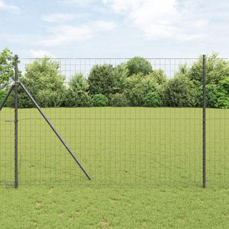 Berkfield Home Euro Fence with 7 Posts 1.5x10 m Galvanised Steel Grey in Silver