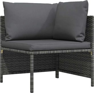 vidaXL Vidaxl - Sof&aacute; Esquinero Seccional Con Cojines Rat&aacute;n Sint&eacute;tico Gris