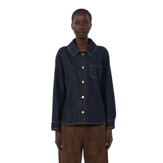 Max Mara Denim Shirts, female, Blue, Size: 2XS Sports Shirt