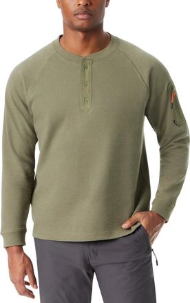 G.H. Bass & Co. Bass Outdoor Top Mens Green Henley Neck Long Sleeve Performance FTS1517
