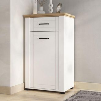 Dmora Mobile Da Ingresso Rogeno, Un Cassetto, 2 Ripiani, Unanta, 60.5x41x105h Cm Bianco Opaco