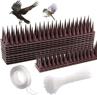 OEM Pinchos De Pl&aacute;stico Antipalomas Para Gatos, Ardillas, P&aacute;jaros Y Mapaches, 45 X 4 Cm, Repelente De Insectos Y Animales Con Fijaciones Y Nanopegamento, 