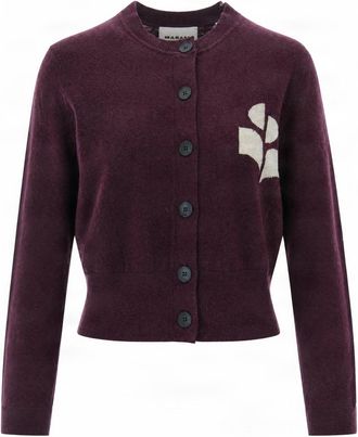 Isabel Marant Cropped Cardigan with Button Closure and Embroidered Logo