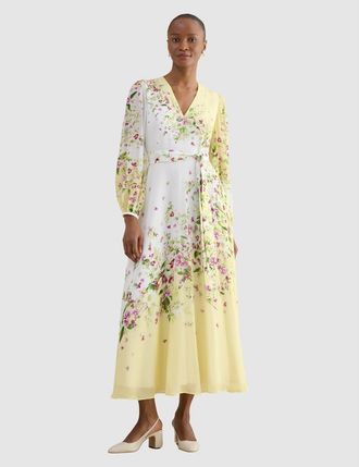 Hobbs London Ariel Silk Dress in Yellowmulti at Nordstrom, Size 12