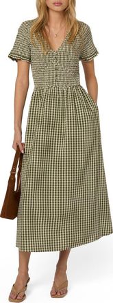 Nobody's Child Eliza Check Midi Dress in Green at Nordstrom, Size 12