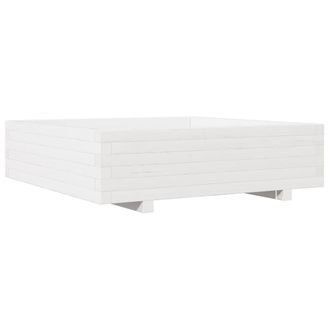 Berkfield Home Garden Planter White 90x90x26.5 cm Solid Wood Pine