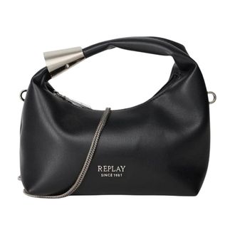 Replay Soft Synthetc Medium Tas - Dames - Tassen - Zwart - Maat: ONE Size Zijde