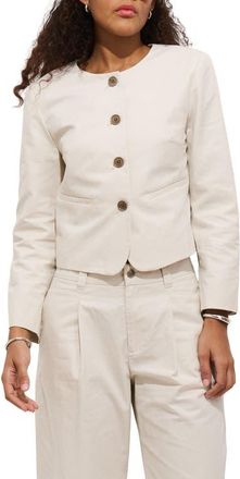 Alex Mill Soho Collarless Cotton & Linen Jacket in Sand at Nordstrom, Size X-Large