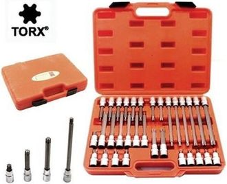 Trade Shop Trade Shop - Set Di Chiavi A Bussola Da 1/2 Con Inserti Torx 32 Pezzi Corti E Lunghi