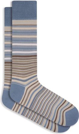 Bugatchi Stripe Cotton Blend Dress Socks in Almond at Nordstrom, Size 10-13