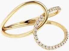 Mejuri Interconnected Loop Pav&eacute; Diamond Ring in Yellow Gold by MEJURI at Nordstrom, Size 7