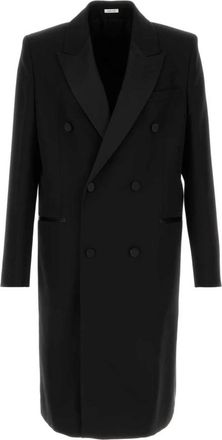 Alexander McQueen Wollen Vilt Double-breasted Jas - Heren - Mantel - Zwart - XL - Wol - Jassen