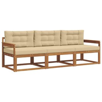 vidaXL Conjunto De Sof&aacute;s De Exterior Con Coj&iacute;n 3 Pcs Natural Y Beige Vidaxl