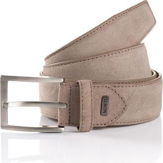 Monti Lederg&uuml;rtel MONTI TORONTO, Herren, Gr. 11,5, grau (taupe), Rindsleder, G&uuml;rtel Lederg&uuml;rtel, Veloursoptik, matt, elegant, weich, mit Logo