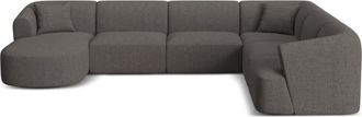 Cosmopolitan Design Sof&aacute; esquinero panor&aacute;mico derecho 7 plazas tejido estructural gris