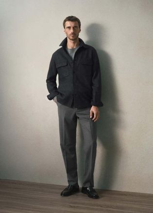 Mango Overshirt in misto lana con tasche regular fit grigio - Uomo - XL - MANGO MAN