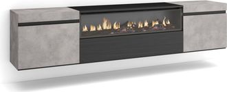 Skraut Home Skraut Home - Mueble Tv, Televisi&oacute;n, Muebles De Sal&oacute;n, Almacenaje, 200x45x35cm, Para Tv Hasta 80, Chimenea El&eacute;ctrica, Colgado, Suspendido, Estilo Mode