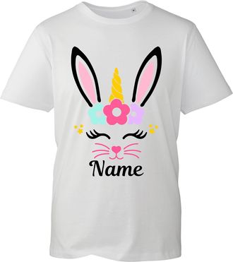 Generic Personalised Easter Bunny Unicorn Name T-Shirt, Rabbit Egg Horse Pascha Hoppy Easter Unisex Kids Adults Top (White, 4XL)