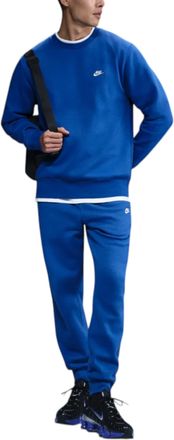 Nike Club Mens Tracksuit Crew Neck Pullover Sweatshirt Fleece - Blue Cotton - Size X-Large