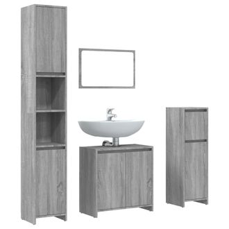 vidaXL Vidaxl - Set De Muebles De Ba&ntilde;o 4 Pzas Madera Contrachapada Gris Sonoma