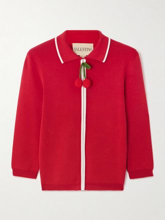 Valentino Garavani Cardigan Cropped In Cotone - Rosso