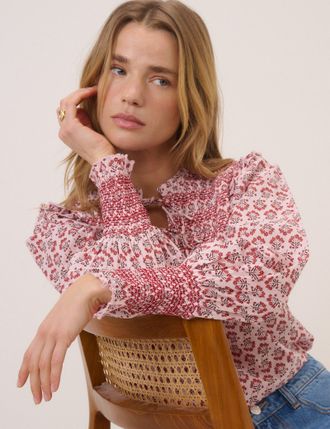 Nobody's Child Pink Shirred Blouse