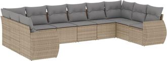vidaXL Juego De Sof&aacute;s Jard&iacute;n Con Cojines Beige 10 Pzas Rat&aacute;n Sint&eacute;tico Vidaxl