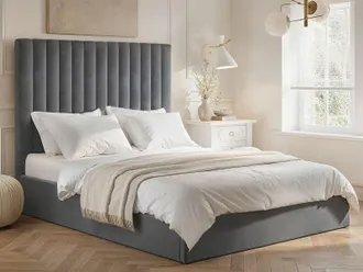 Flair Everley Fabric Ottoman Bed in Grey | Size: King
