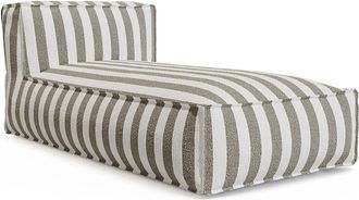 Vente-Unique Chaise longue de jard&iacute;n en tela boucl&eacute; - Rayas blanca y beige - NOUMARA de MYLIA