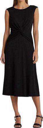 Ralph Lauren Twist Front Jersey Dress In Black