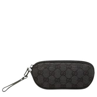 Gucci Pre-owned GG Canvas Leren Pouch - Dames - Pre-owned - Zwart - Maat: ONE Size Leer