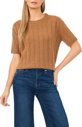 Ted Baker Short Sleeve Cashmere Rib Sweater in Haystack at Nordstrom, Size X-Small