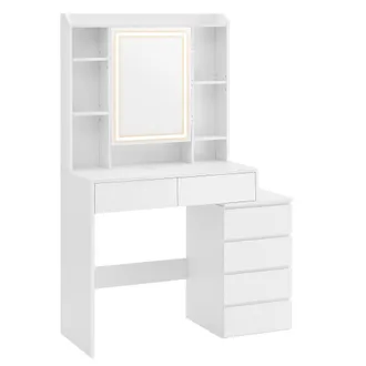 Vasagle Tocador con luces led y espejo de color blanco